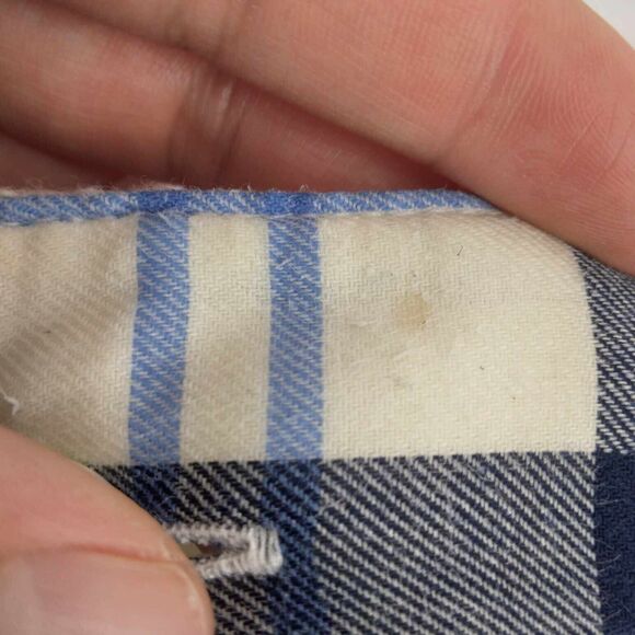 LL Bean Women's 2X Blue Plaid Fleece Lined Flannel Button Hooded Shacket Pockets - Picture 7 of 7